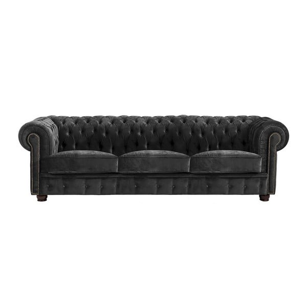 Crna sofa Max Winzer Norwin Velvet, 200 cm