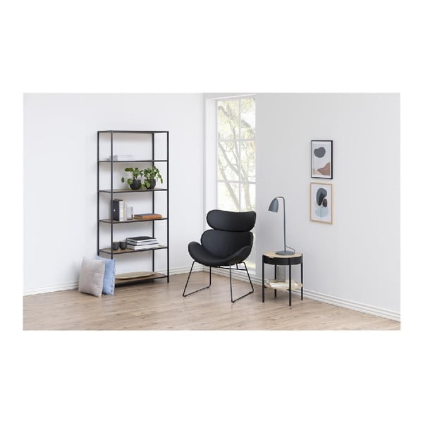 Crni/u prirodnoj boji regal u dekoru hrasta 77x185 cm Seaford – Actona-image-3