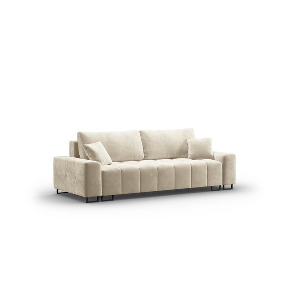 Bež baršunasti sklopiva/s prostorom za odlaganje sofa 250 cm Wicklow – Cosmopolitan Design-image-2