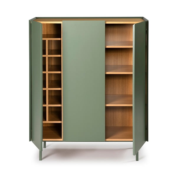 Zelena visoka komoda u dekoru hrasta 95x120 cm Arista – Teulat-image-3