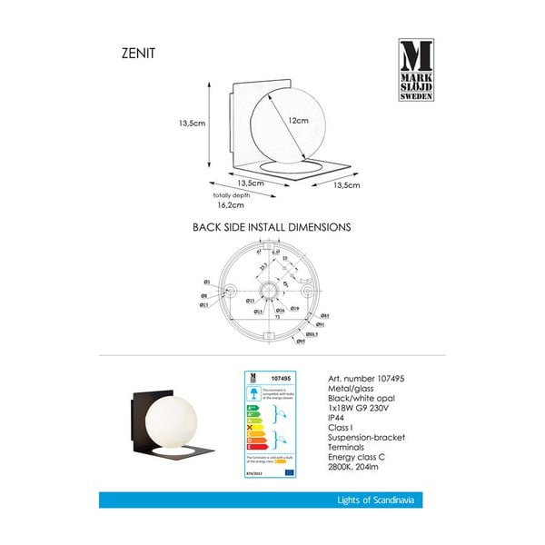 Black Wall Lamp Markslöjd Zenit-image-3