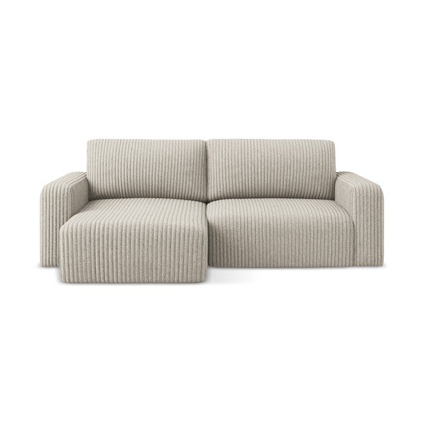 Bež sklopiva/s prostorom za odlaganje kutna garnitura od samta (s lijevim kutom/s ležaljkom) Kona – Makamii