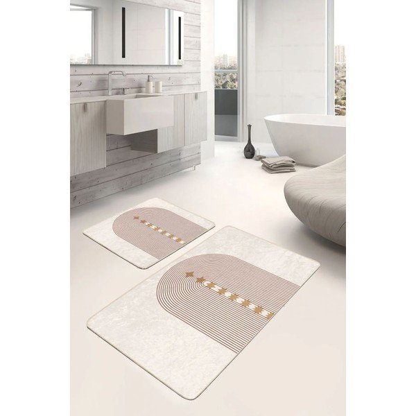 Bež od samta kupaonske prostirke u setu 2 kom 60x100 cm – Mila Home-image-4