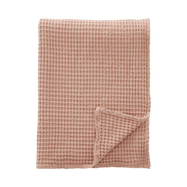 Prljavo roza pamučna deka 150x200 cm Jaipur Chunky Waffle – Pineapple Elephant