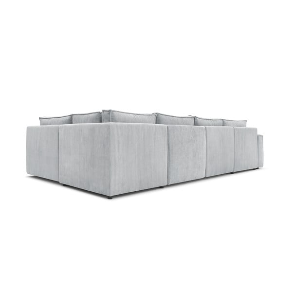 Svijetlo siva kutna garnitura od samta (s desnim kutom/u obliku slova "U") Nihad modular – Bobochic Paris-image-4