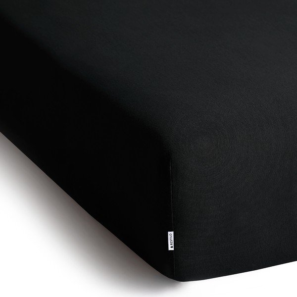 Crna plahta s gumom od jeseya 140x200 cm Amber – Restilo-image-1
