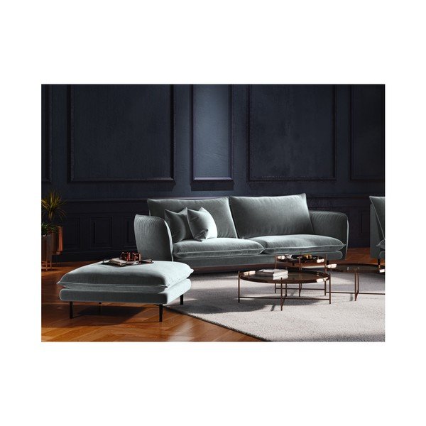 Svjetlosivi baršunasti tabure Cosmopolitan Design Vienna, 100 x 80 cm-image-3