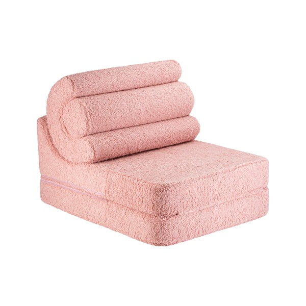 Ružičasta dječja fotelja od bouclé tkanine Flipster – Wigiwama