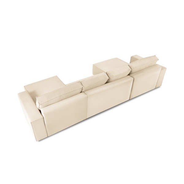 Bež baršunasti kauč na razvlačenje "U" oblika Mazzini Sofas Azalea-image-4