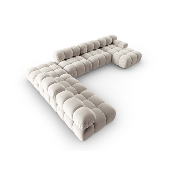 Bež baršunasti kutna garnitura (s lijevim kutom/u obliku slova "U") Bellis – Micadoni -image-4