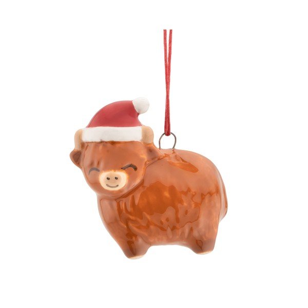 Keramički ukas za božićno drvce 4,5 cm Highland Cow – Sass & Belle