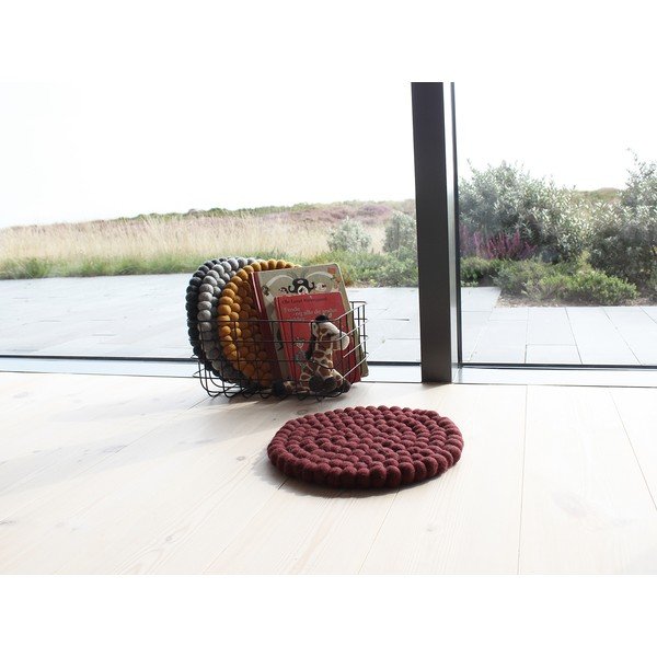 Dječje sjedalo od vunenih pompona u boji trule višnje Wooldot Ball Chair Pad, ⌀ 30 cm-image-2