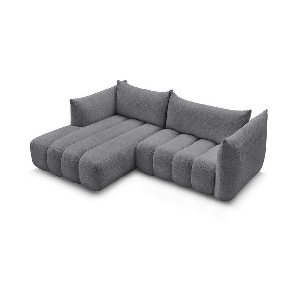 Siva kutna garnitura od bouclé tkanine (s lijevim kutom/s ležaljkom) Azra – Bobochic Paris-image-3