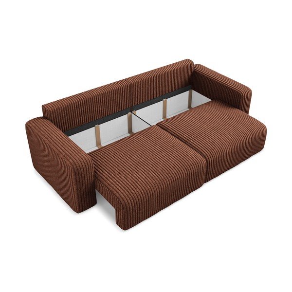 Sklopiva/s prostorom za odlaganje sofa od samta boja terakote 252 cm Kona – Makamii-image-4