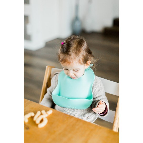 Plavi silikonski podbradnik s džepom Kindsgut Bib-image-1