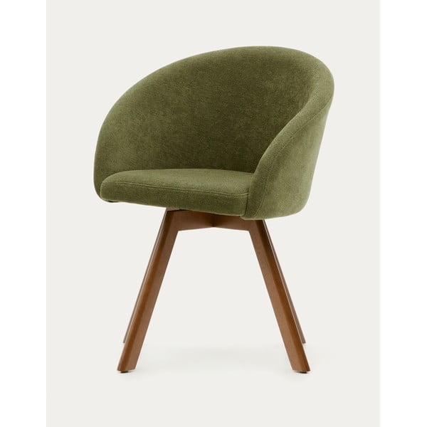 Zelena podstavljena blagovaonska stolica s naslonima za ruke Marvin – Kave Home-image-4