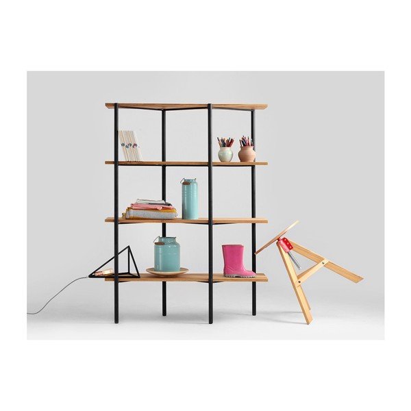 Biblioteka s crnom konstrukcijom i hrastovim policama Custom Form Rave, visina 150 cm-image-3