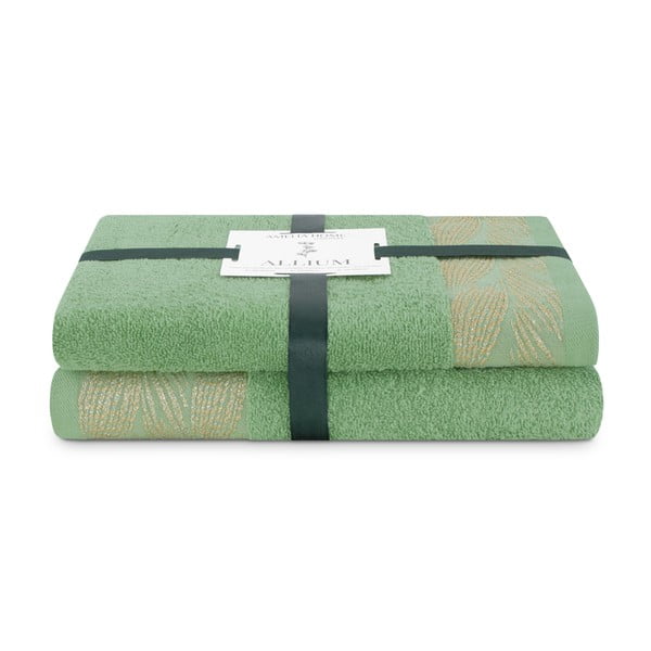 Svijetlo zeleni pamučni set ručnika 2 kom od frotira Allium – Restilo