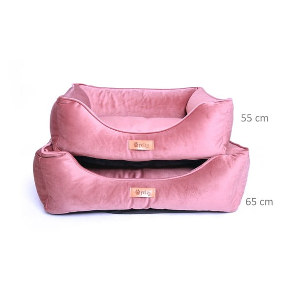 Ružičasti baršunasti krevet 65x50 cm Royal - Petsy-image-1