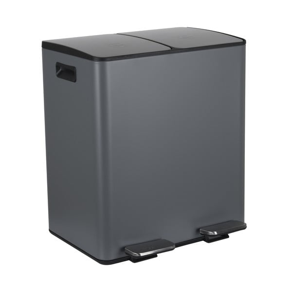 Tamno siva željezna kanta za smeće 2x20 l za odvojeni otpad/s pedalom   Aliya – Spirella