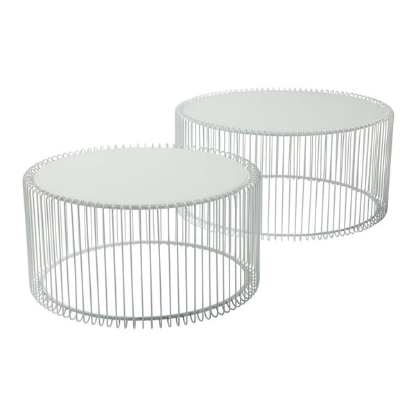 Set od 2 bijela pomoćna stolića Kare Design Wire Big