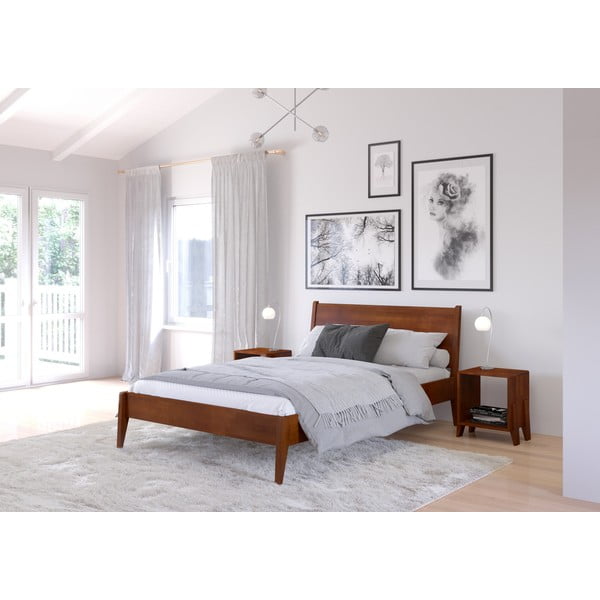 Smeđi/u prirodnoj boji bračni krevet od masivne bukve 140x200 cm Visby Radom – Skandica-image-3