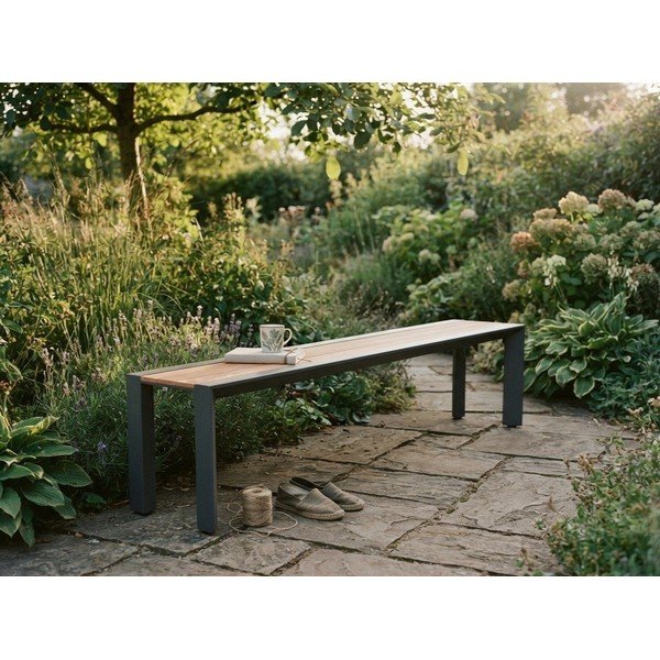 Tamno siva/smeđa metalna vrtna klupa Silea – Garden Pleasure-image-3