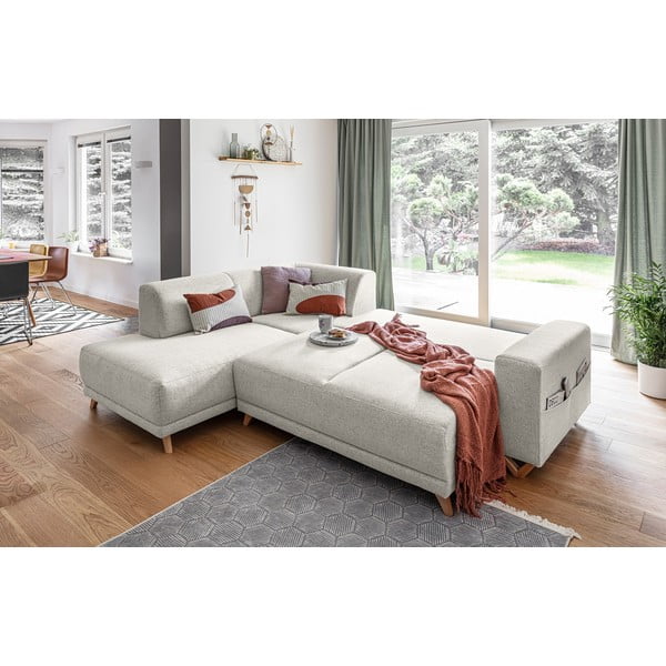 Bež sklopiva/s prostorom za odlaganje kutna garnitura (s lijevim kutom/u obliku slova L) Classy Sophie – Miuform-image-4