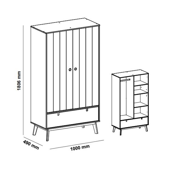 Sivi dječji ormar s nogama od borovog drva Marckeric Kiara-image-4