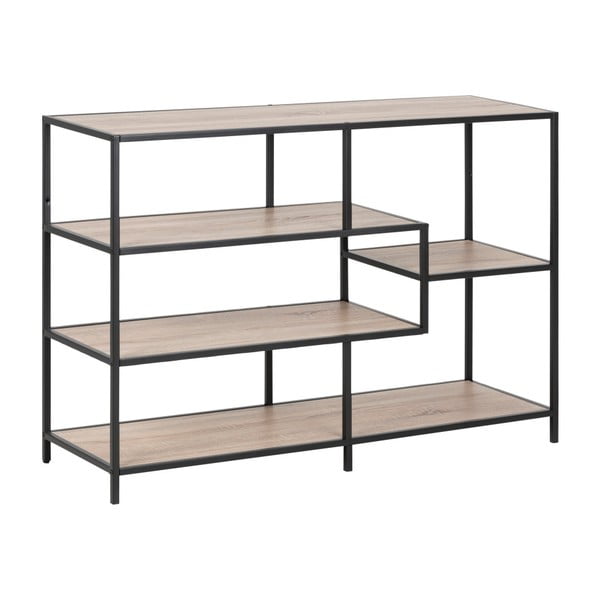 Crno/prirodna polica za knjige u dekoru hrasta 114x78 cm Seaford - Actona-image-2