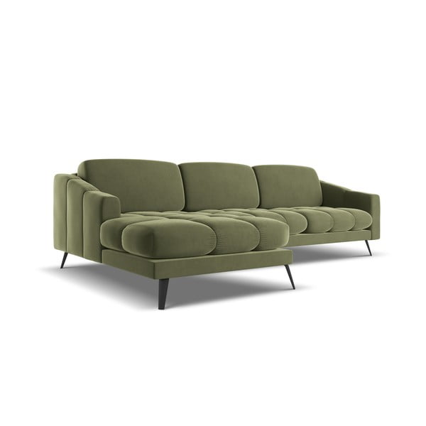 Zelena baršunasti kutna garnitura (s lijevim kutom) Nalu – Makamii-image-4