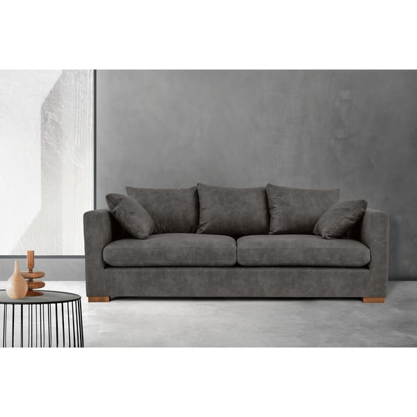 Antracitno siva sofa od imitacije kože 225 cm Hamburg – Scandic-image-4