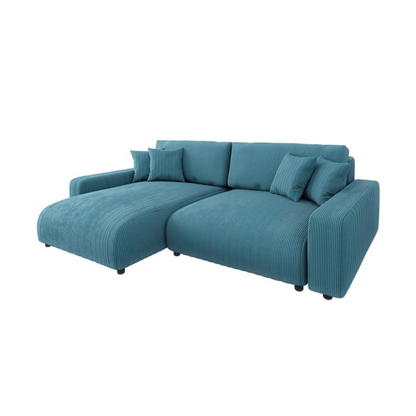 Tirkizna sklopiva kutna garnitura od samta Sara – Ropez-image-2