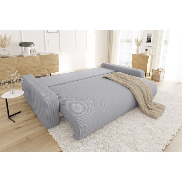 Svijetlo siva sklopiva/s prostorom za odlaganje sofa od samta 234 cm Sara – Ropez-image-3