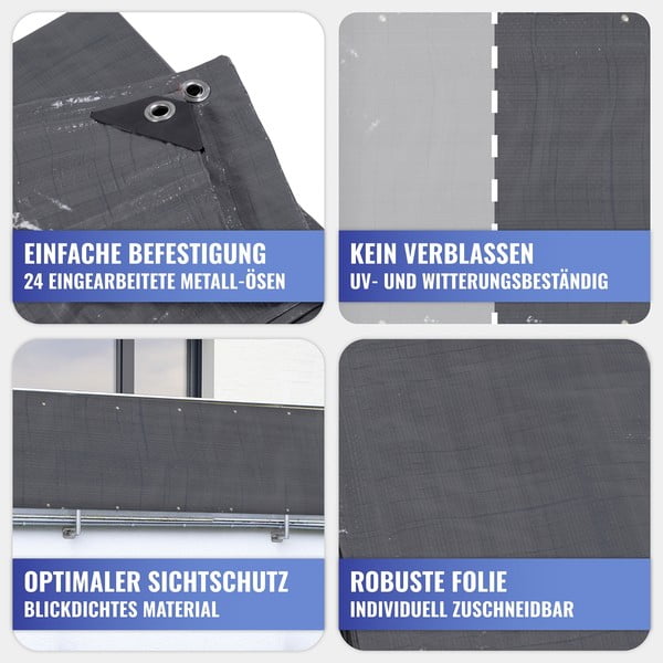 Crni plastičan balkonski zastor 500x85 cm – Maximex-image-4