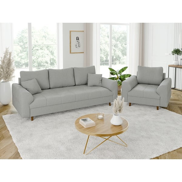 Svijetlo siva sofa od samta 210 cm Ariella – Ropez-image-4