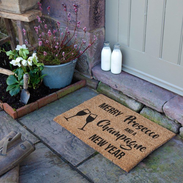 Otirač s božićnim motivom od kokosovih vlakana 40x60 cm Champagne New Year – Artsy Doormats-image-3