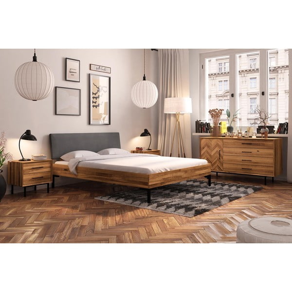 Bračni krevet od hrastovine s tapeciranim uzglavljem 140x200 cm Abises 1 - The Beds-image-4