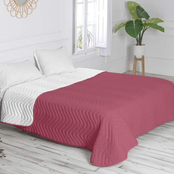 Bijeli/ružičasti pamučni prošiveni prekrivač 240x260 cm Arista – Happy Friday