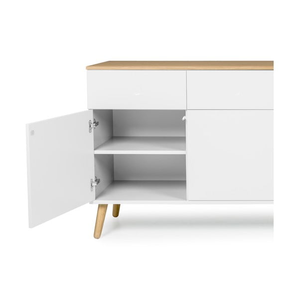 Bijela komoda s 4 vrata s hrastovim nogama i s 4 ladice Tenzo Dot-image-3