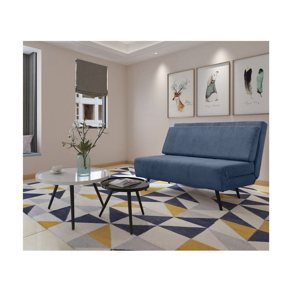 Plava sklopiva sofa od samta 140 cm Mallory – Støraa-image-3