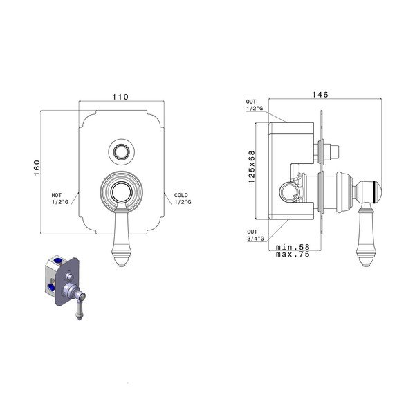 Ugrađena slavina za tuš u brončanoj boji (s 2 izlaza) Vienna – Sapho-image-1