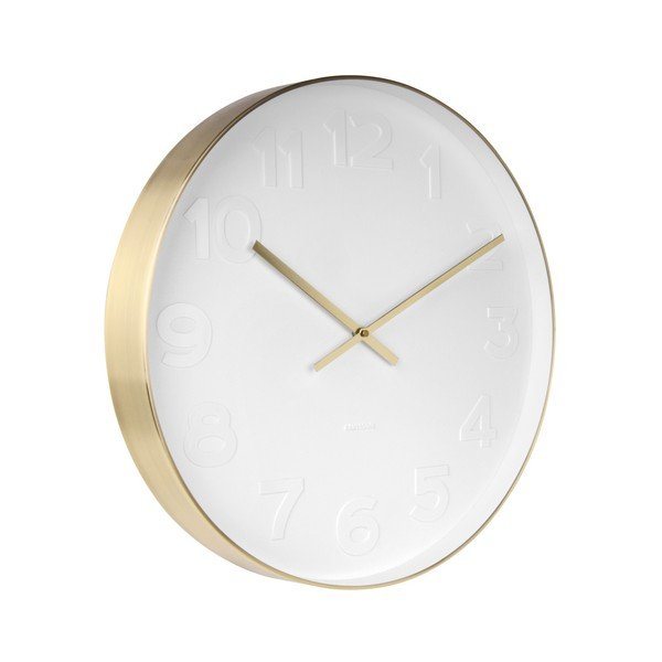 Bijeli zidni sat sa zlatnim detaljima Karlsson Mr. Bijela, ⌀ 51 cm-image-1