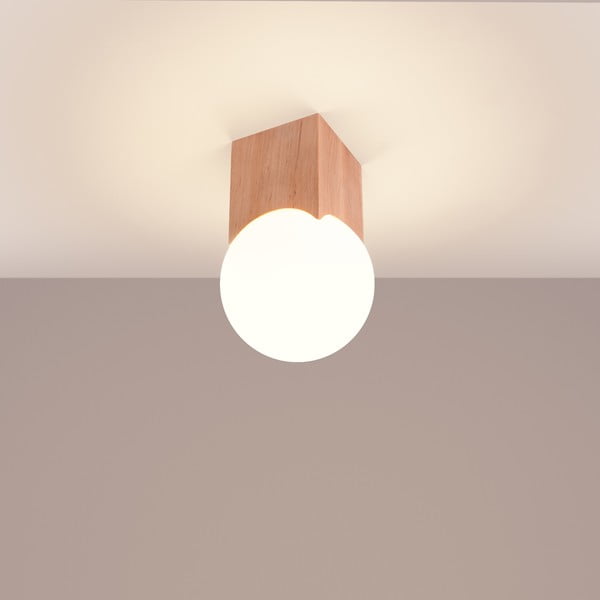 Stropna svjetiljka u prirodnoj boji sa staklenim sjenilom 12x12 cm Rayer – Sollux-image-2