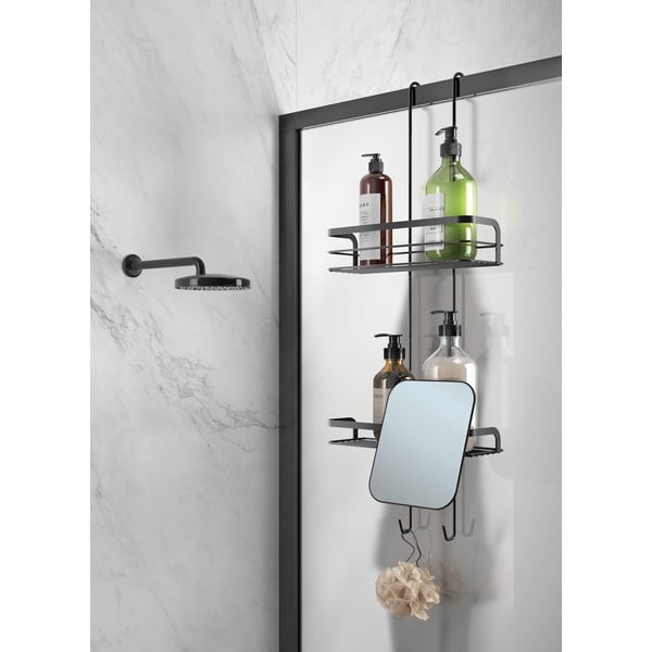 Mat crna željezna viseća kupaonska polica Lava – Metaltex-image-3