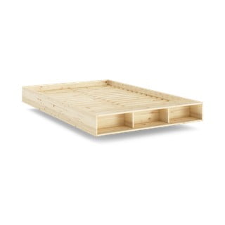 Bračni krevet od masivnog bora s podnicom 180x200 cm u prirodnoj boji Merge – Karup Design