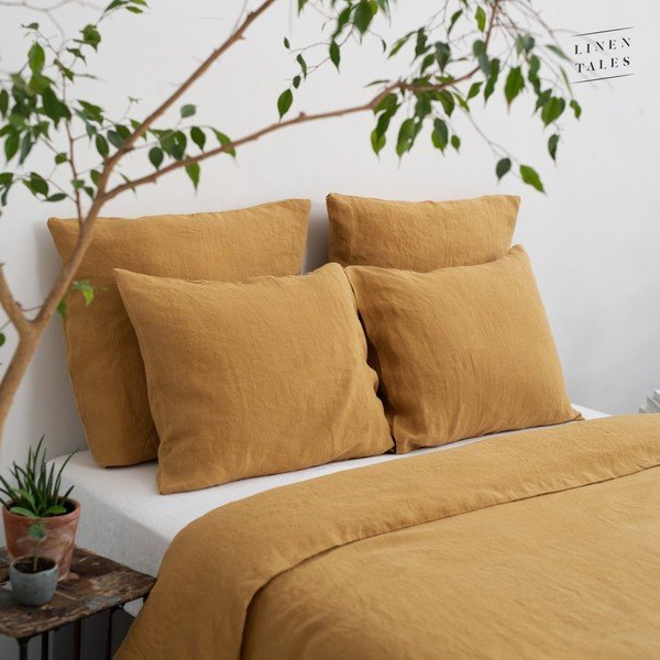 Žuta  navlaka za poplun za bračni krevet od konopljinih vlakana 200x200 cm – Linen Tales-image-4