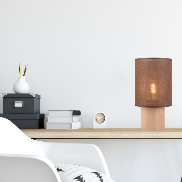 Smeđa stolna lampa s tekstilnim sjenilom (visina 30 cm) Ari – LAMKUR-image-1
