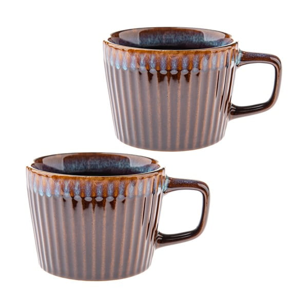 Plave/smeđe šalice u setu 2 kom za cappuccino od kamenine 190 ml Tone – Dakls