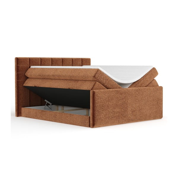 Narančasti boxspring krevet s prostorom za odlaganje 140x200 cm Ava – Maison de Rêve-image-3